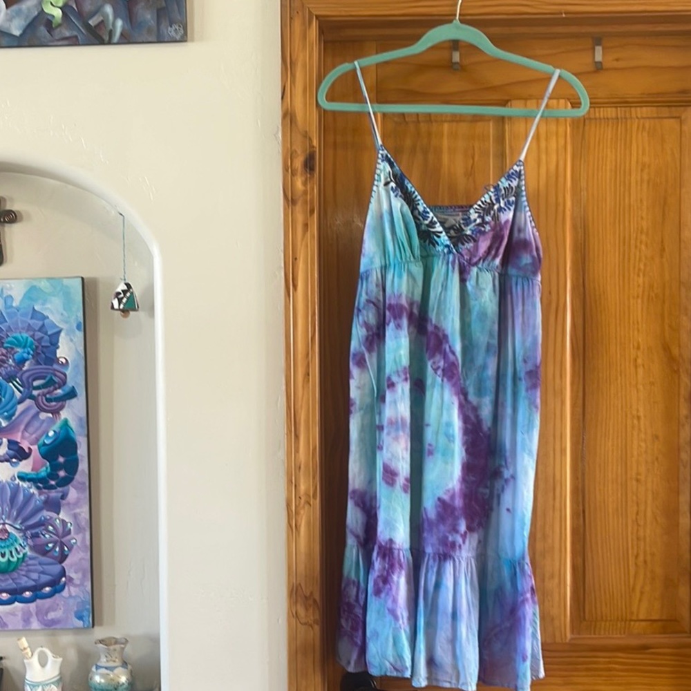 Vintage old navy embroidered dress, custom tie dye